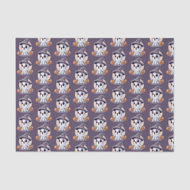 Papel De Seda Halloween: Geist mit Kürbissen -  (Anverso)