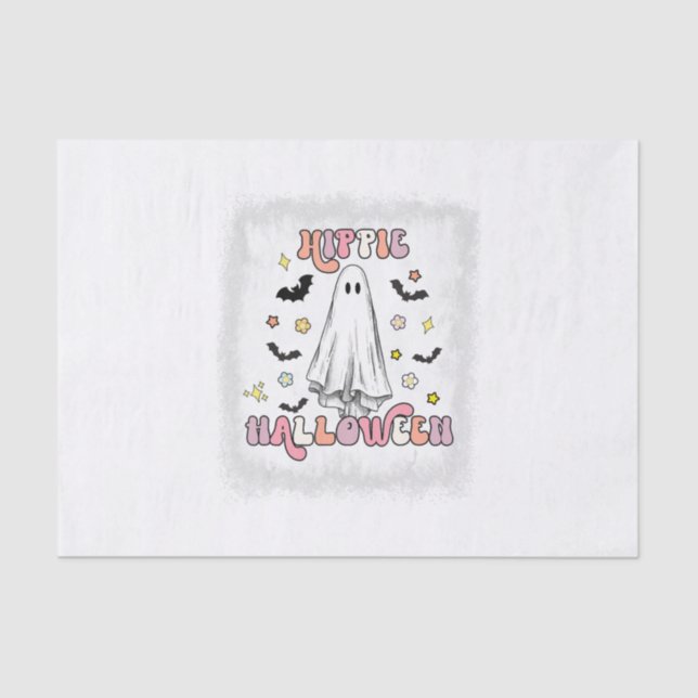 Papel De Seda Halloween Ghost Boo Hippie Hippie Halloween Retro  (Anverso)