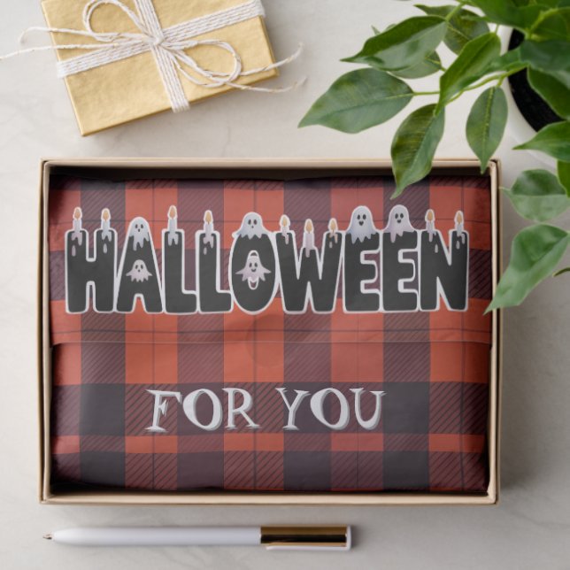Papel De Seda Halloween Ghost Candle Lettering (Regalo )
