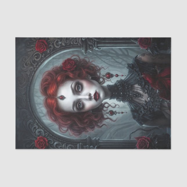 Papel De Seda Halloween Gótico Red Vamp Queen (Anverso)