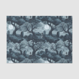 Papel De Seda Halloween Graveyard Creepy Treepy Ghost Moon Night