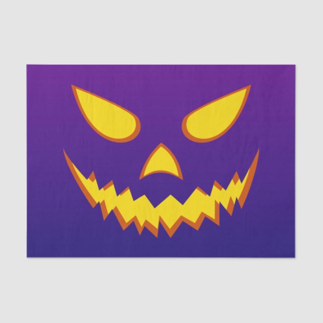 Papel De Seda Halloween Grinning Face Jack o Lantern Pumpkin (Anverso)