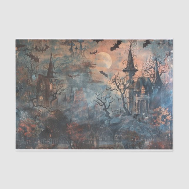 Papel De Seda Halloween Halloween Mansion Spooky Bats (Anverso)