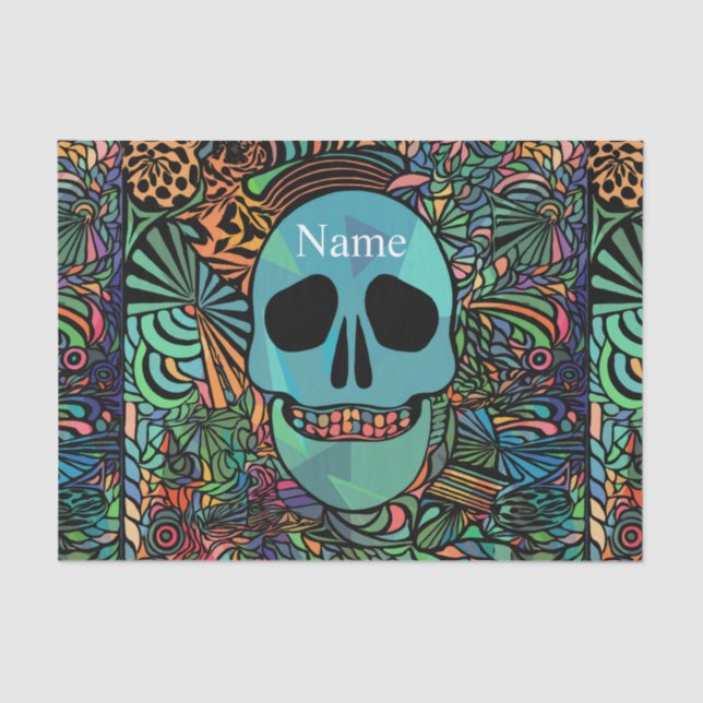 Papel De Seda Halloween Hippie Skull Thunder_Cove (Anverso)