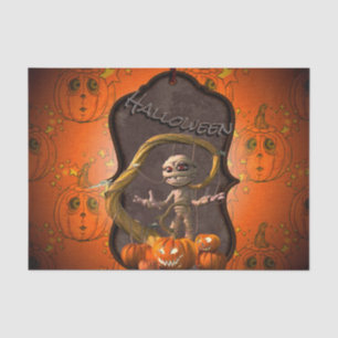 Papel De Seda Halloween, momia divertida con la calabaza