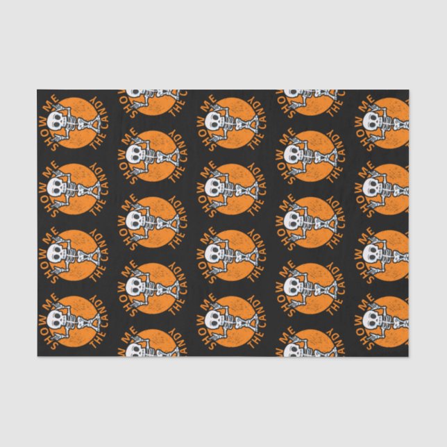 Papel De Seda Halloween Muéstrame El Esqueleto De Los Candy (Anverso)