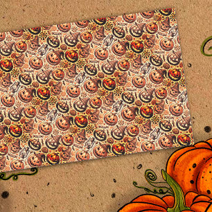 Papel De Seda Halloween naranja café elegante