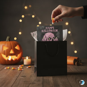 Papel De Seda Halloween Negro y Rosa Moderno Feliz