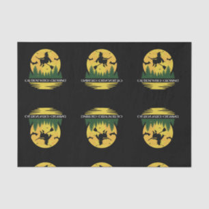 Papel De Seda Halloween Precaución Bruja Cruzando Broomstick Vol