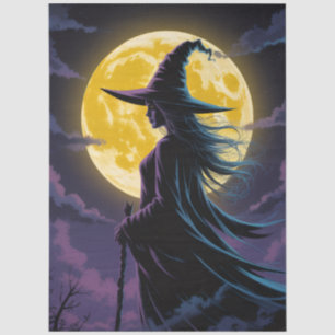 Papel De Seda Halloween que se alza contra una luna amarilla lle