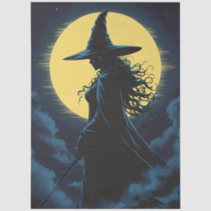 Papel De Seda Halloween que se alza contra una luna amarilla lle