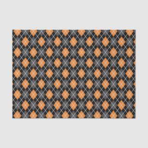 Papel De Seda Halloween Retro 1950 Argyle Naranja Gray Black