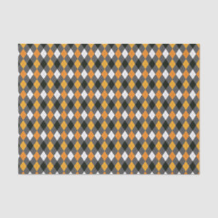 Papel De Seda Halloween Retro Argyle Naranja Blanco Gris negro