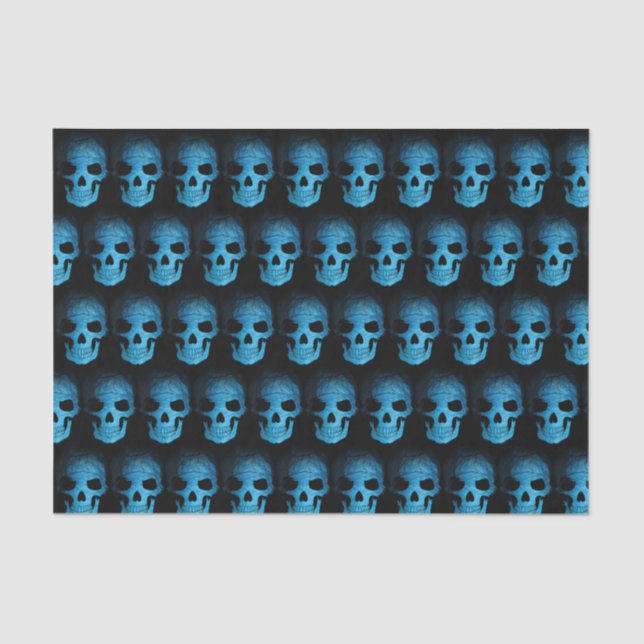 Papel De Seda Halloween Scary Blue Night Skull (Anverso)