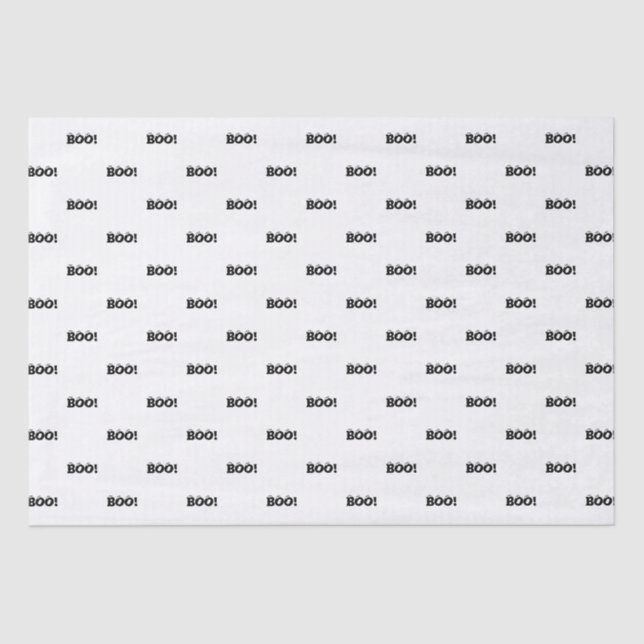 Papel De Seda Halloween Scary Boo! eyeballs blanco negro patrón (Anverso)