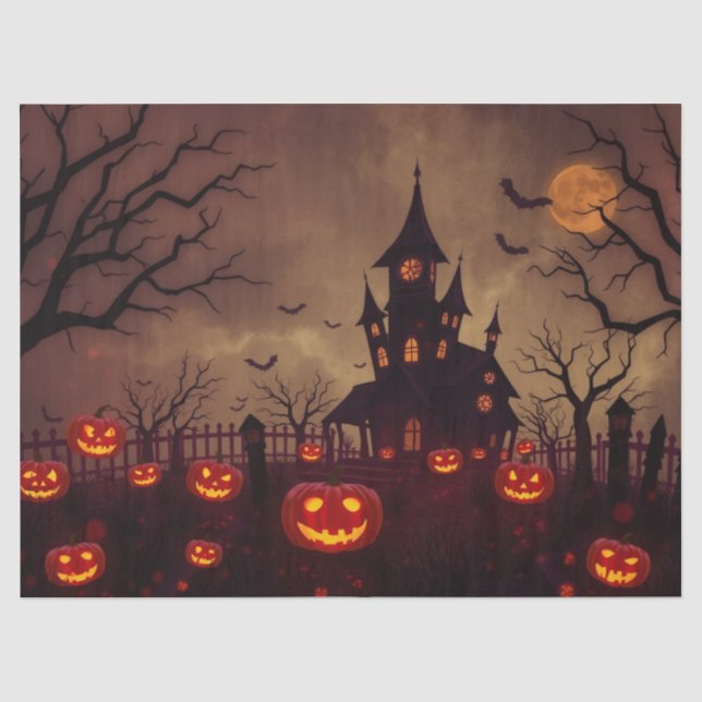 Papel De Seda Halloween Spooky Scene Fantasy Tissue Pap (Anverso)