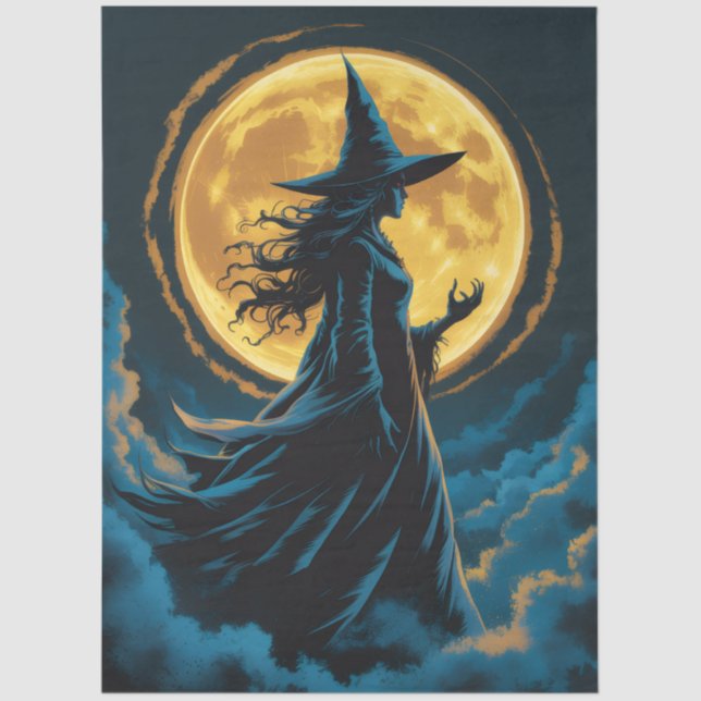Papel De Seda Halloween Spooky Witch a Full Moon (Anverso)
