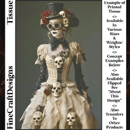 Papel De Seda Halloween Steampunk Femenino y Calaveras S1 Decoup