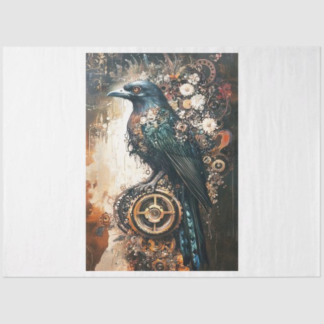 Papel De Seda Halloween Steampunk Raven (Anverso)