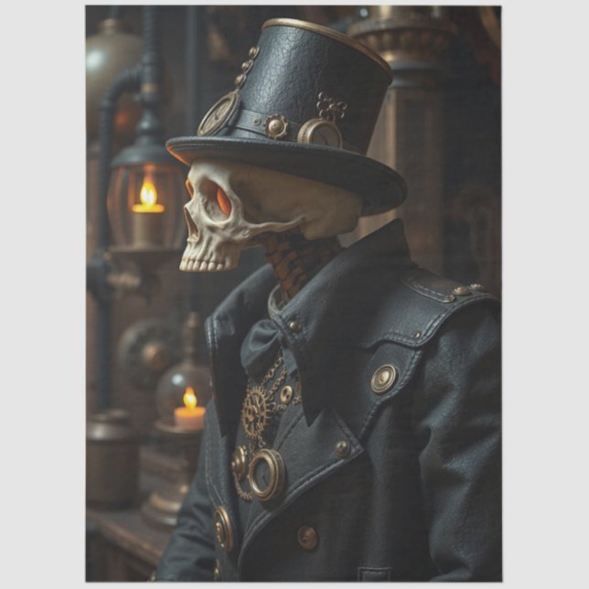 Papel De Seda Halloween Steampunk Skeleton (Anverso)