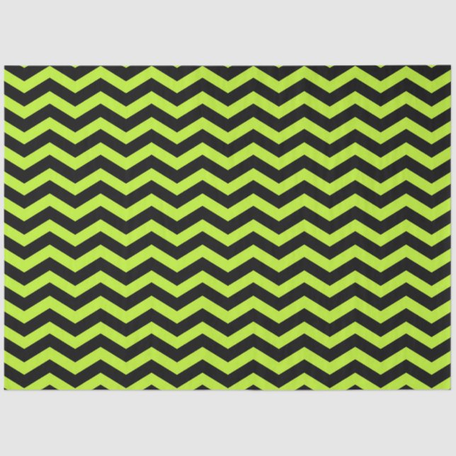 Papel De Seda Halloween Style | Peridot Green Black Chevron (Anverso)