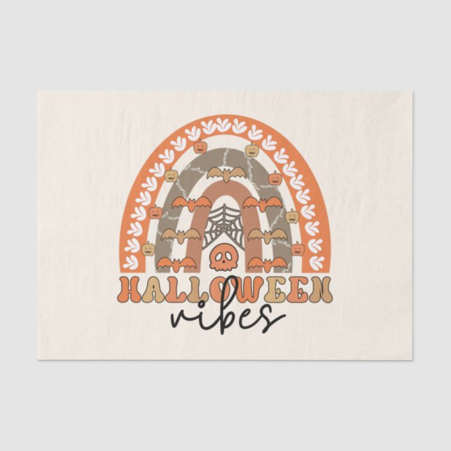Papel De Seda Halloween Vibes Boho Rainbow Fall Halloween (Anverso)
