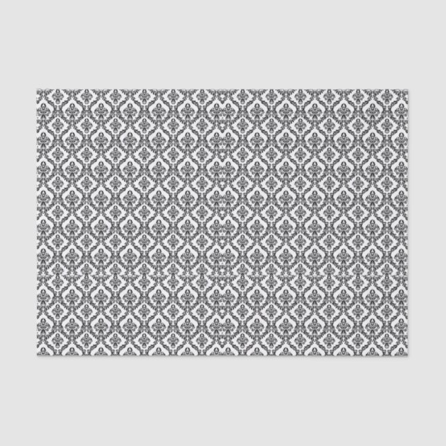 Papel De Seda Halloween Victorian Damask Brocade Black en blanco (Anverso)
