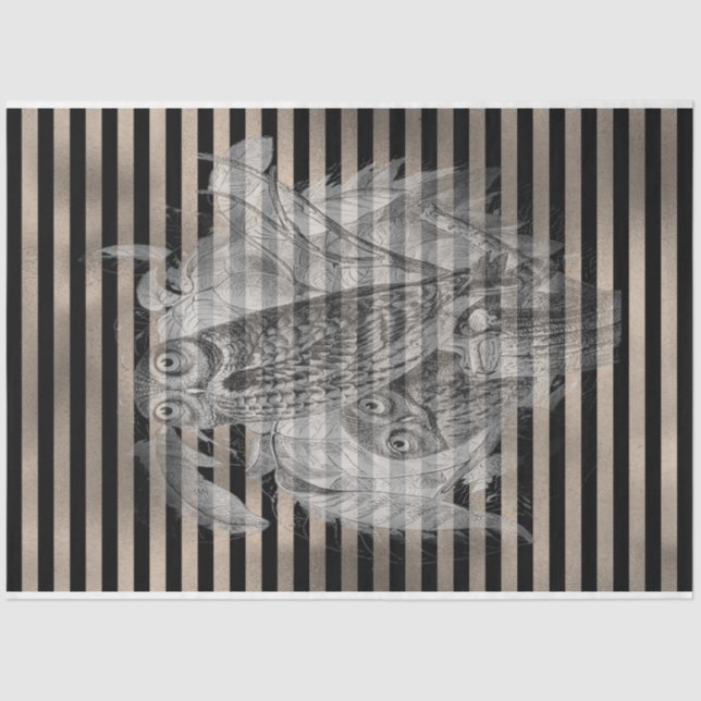 Papel De Seda Halloween Vintage Ephamera Owl Family (Anverso)