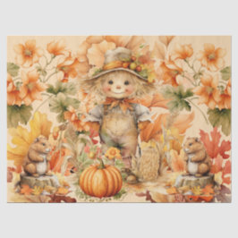 Papel De Seda Halloween Watercolor Foliage & Scarecrow Decoupage