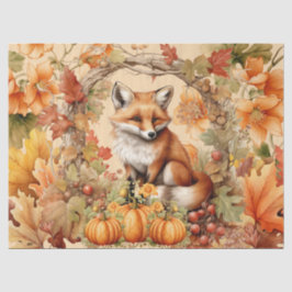 Papel De Seda Halloween Watercolor Fox y Pumpkins Decepción