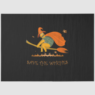 Papel De Seda Halloween Witch Flying Turtle Broom Salem