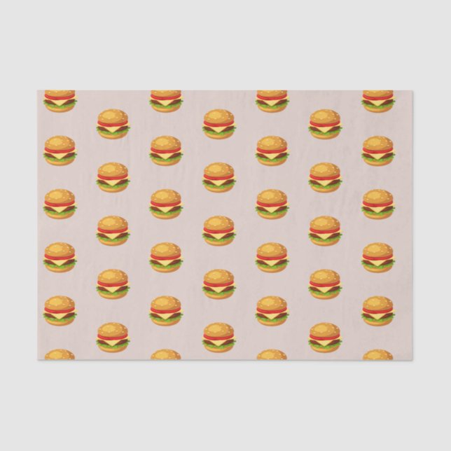 Papel De Seda Hamburguesa Lover Cheeseburger Cute Patrón De Bald (Anverso)
