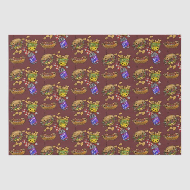 Papel De Seda Hamburguesas y perros adorables (Anverso)