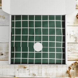 Papel De Seda Hand Drawn Forest Green and White Grid Holiday