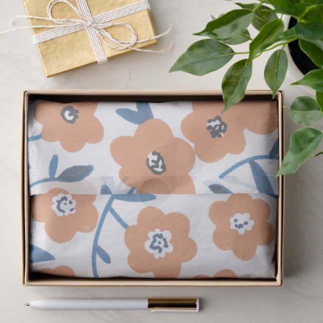 Papel De Seda Hand-drawn Orange Wildflowers (Regalo )