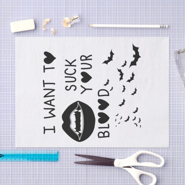 Papel De Seda Hand written 'I Want to suck Your blood' (Artesanía)