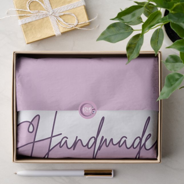 Papel De Seda Handmade With Love Purple Small Business Packaging (Subido por el creador)