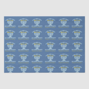 Papel De Seda Hanukkah "Amor y luz" Menorah judía azul