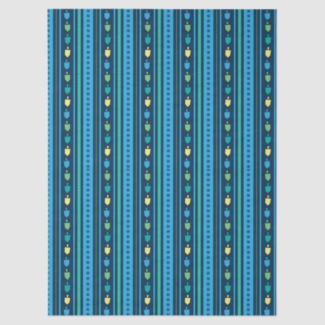 Papel De Seda Hanukkah Dreidel Party Stripe Tissue Paper (Anverso)