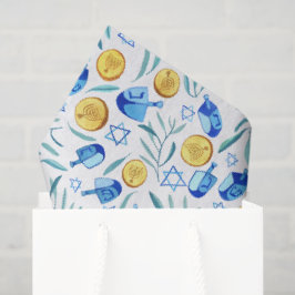 Papel De Seda Hanukkah Dreidel Patrón de vacaciones judías