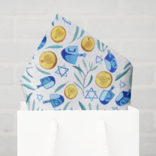 Papel De Seda Hanukkah Dreidel Patrón de vacaciones judías