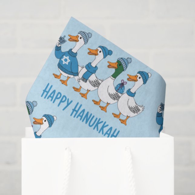 Papel De Seda Hanukkah Ducks  (Bolsa de regalo)