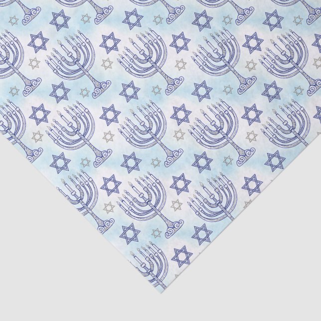 Papel De Seda Hanukkah Menorah Star of David Doodle Art Style (Detalle)