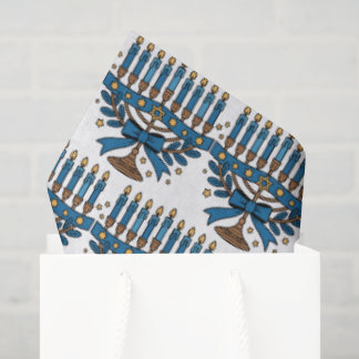 Papel De Seda Hanukkah Menorah With Bow