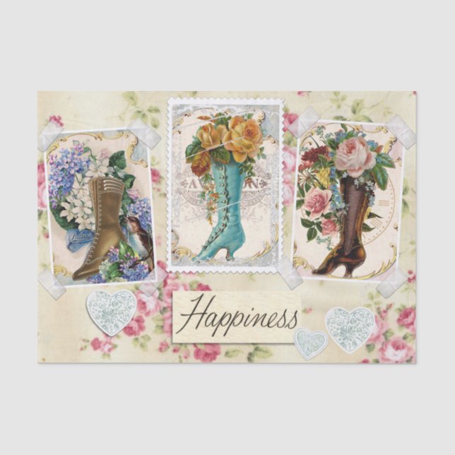 Papel De Seda Happiness Victorian Steampunk Boots Tissue Paper (Anverso)