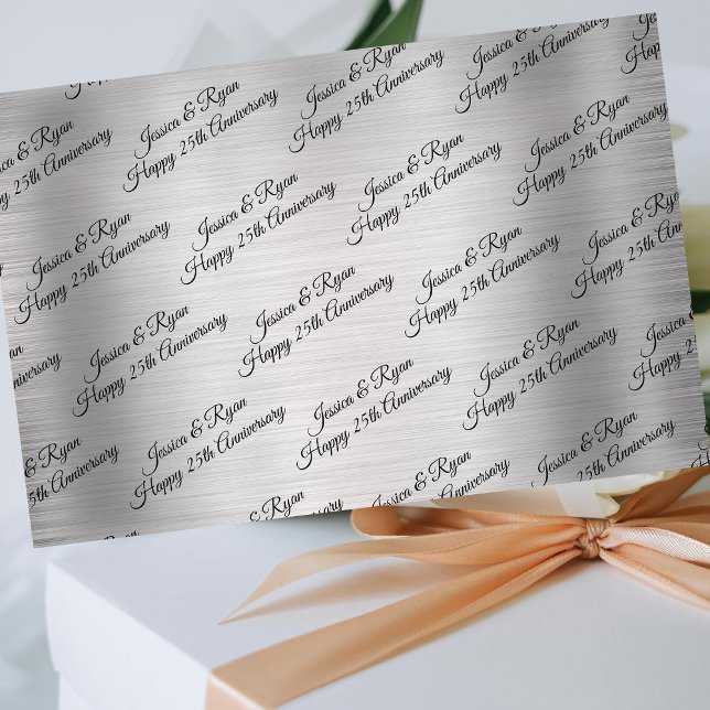 Papel De Seda Happy 25th Anniversary DIY Names/Year Black Script (Subido por el creador)