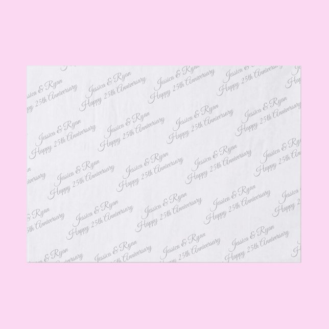 Papel De Seda Happy 25th Anniversary DIY Names/Year Grey Script (Subido por el creador)