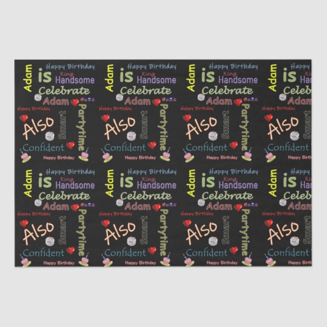 Papel De Seda Happy Birday Tissue Paper Adam (Anverso)