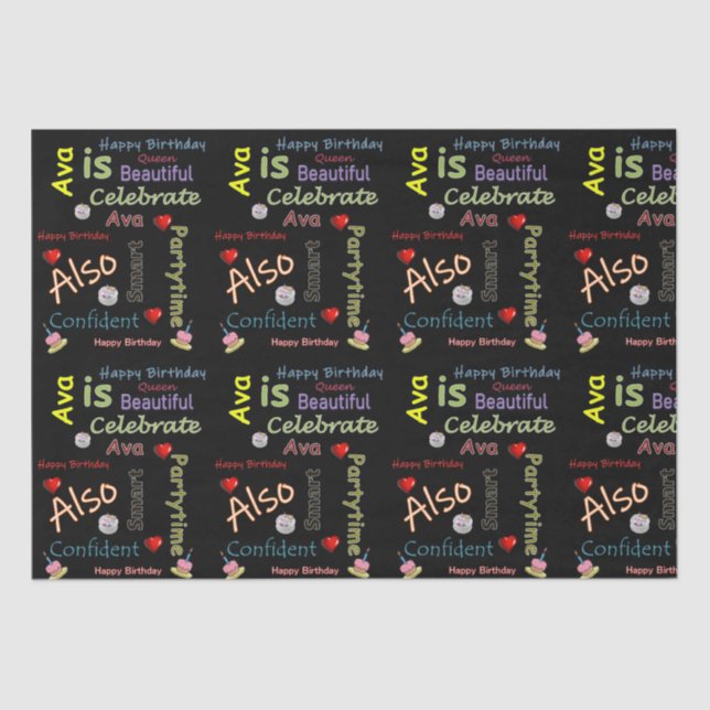 Papel De Seda Happy Birday Tissue Paper Ava (Anverso)