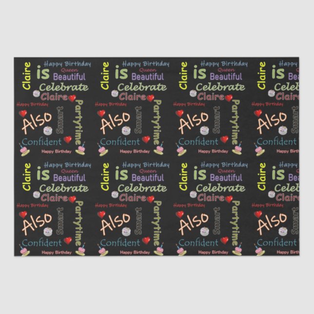 Papel De Seda Happy Birday Tissue Paper Claire (Anverso)